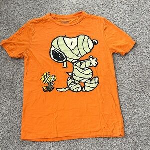 Peanuts Snoopy Halloween Mummy Graphic T Shirt Orange